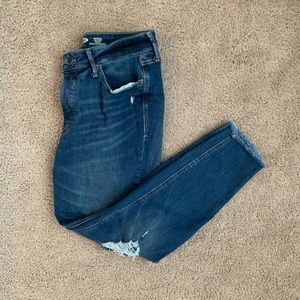 High-Rise Secret Slim Pockets Raw Edge Ankle Jeans